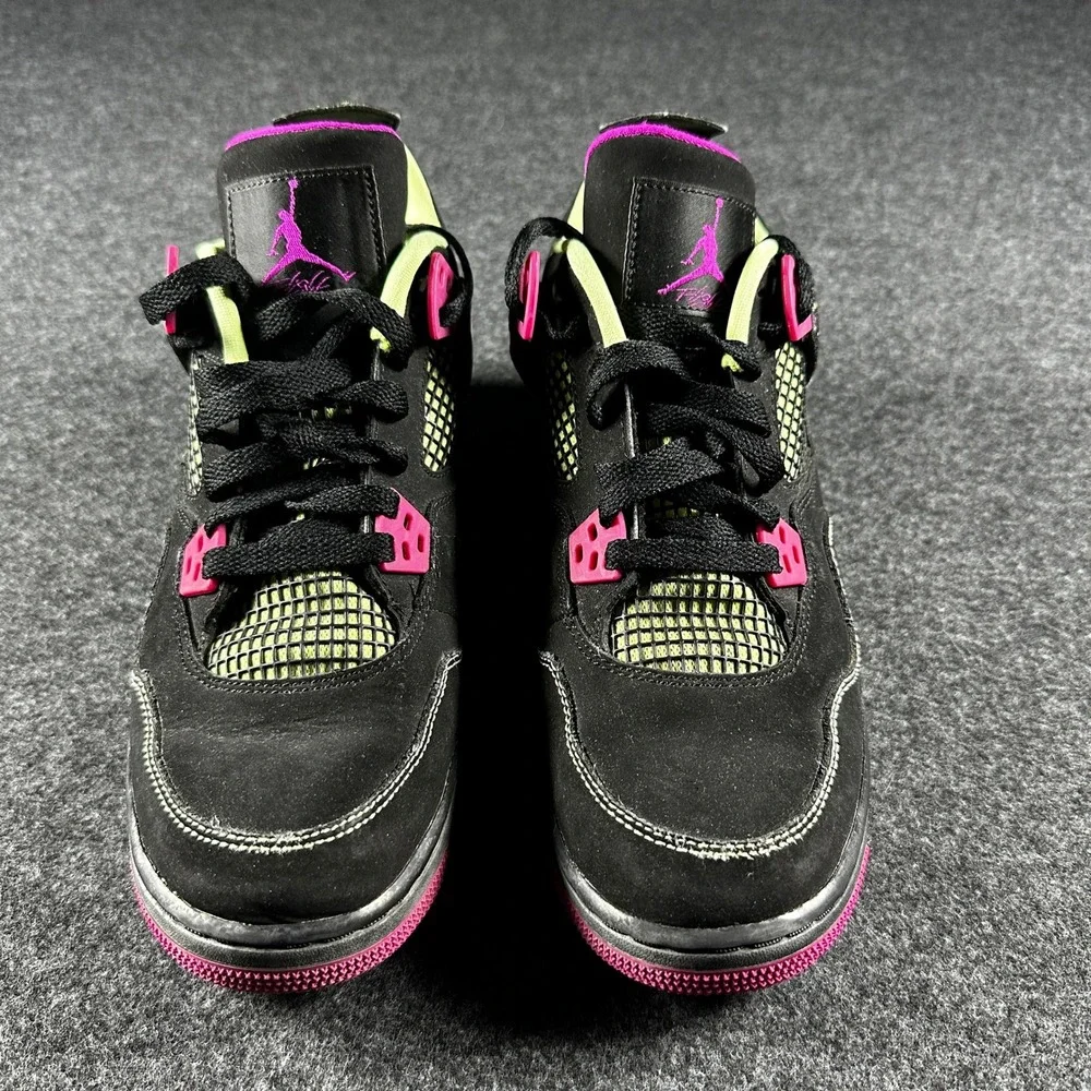 Jordan 4 Retro GG Lemon Lime Black Pink Kids Shoes‎ 705344-027 Size 7Y